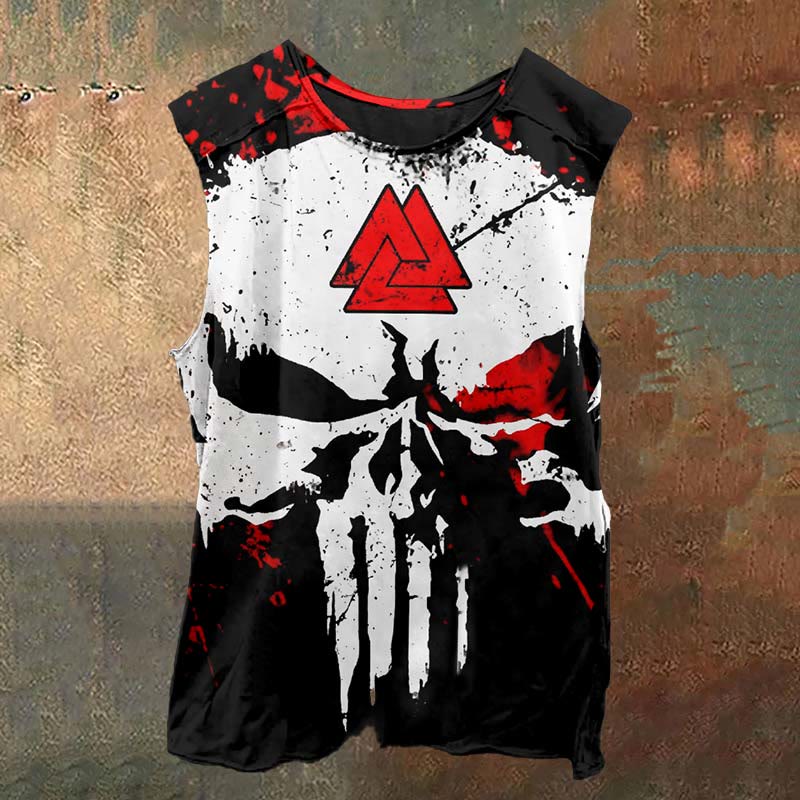 WorldNorse Viking Valknut Blutiger Totenkopf Weste
