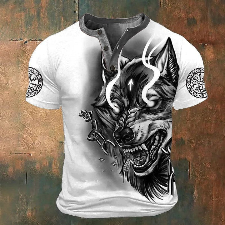 WorldNorse Fenrir Wikinger Wolf Henley T-Shirt