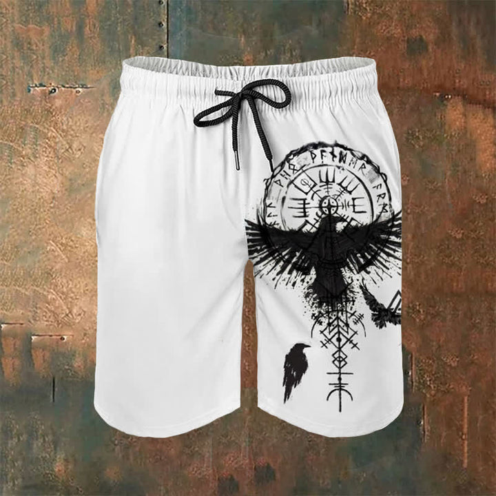 WorldNorse Wikinger Vegvisir Valknut Raven Freizeitshorts