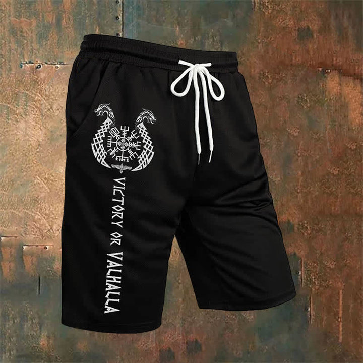 WorldNorse Wikinger Nordischer Drache Vegvisir Mjölnir Freizeitshorts