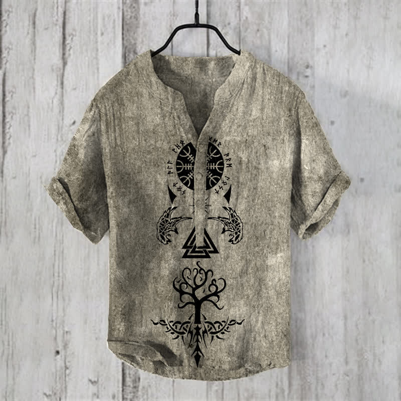WorldNorse Helm der Ehrfurcht Yggdrasil Valknut Freizeithemd - US/UK/AU50,EU60 (5XL) - image 1