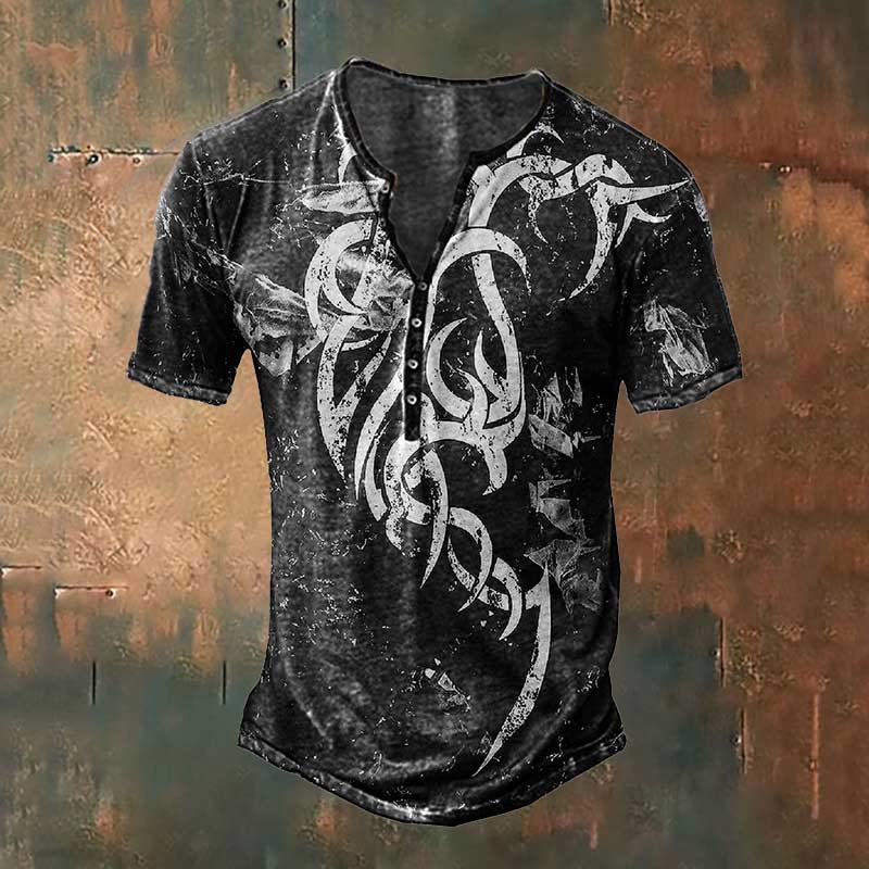 WorldNorse Henley-Shirt mit nordischem Tribal-Design