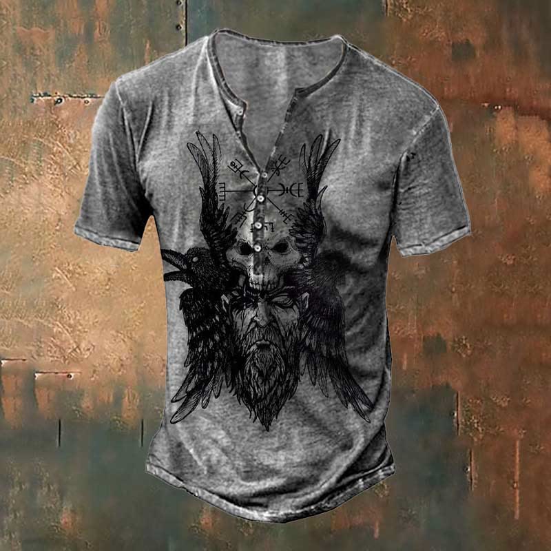 WorldNorse Odins Raben Vegvisir Totenkopf T-Shirt