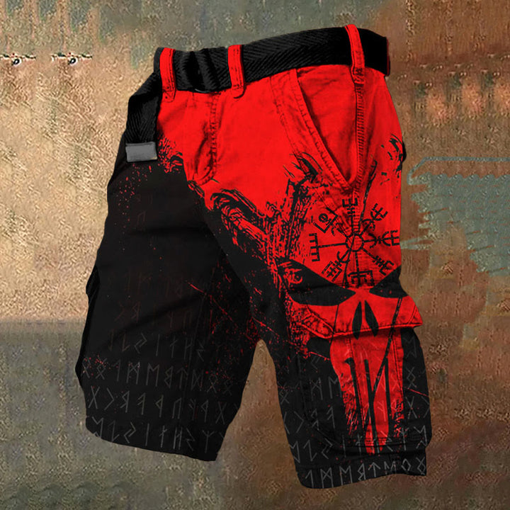 WorldNorse Runes Rote Cargo-Shorts mit Totenkopf - US/UK/AU50,EU60 (5XL) - image 1
