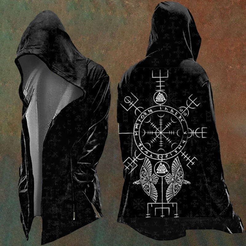 WorldNorse Valknut Vegvisir Raven Kapuzenjacke