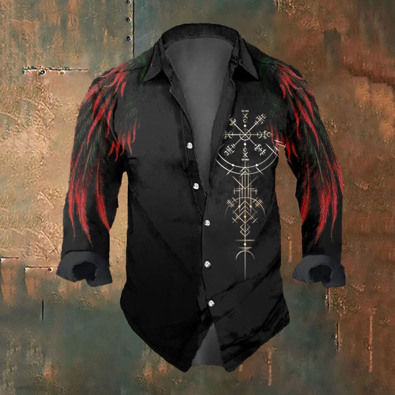 WorldNorse Wikinger Vegvisir Raven Langarmshirt