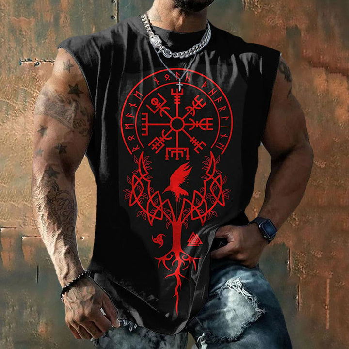 WorldNorse Yggdrasil Vegvisir Rune Raven Dreifaches Horn von Odin Valknut Weste