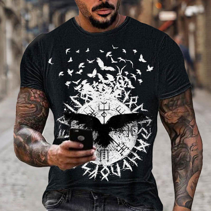 WorldNorse Vegvisir Rune Raven Kurzes T-Shirt