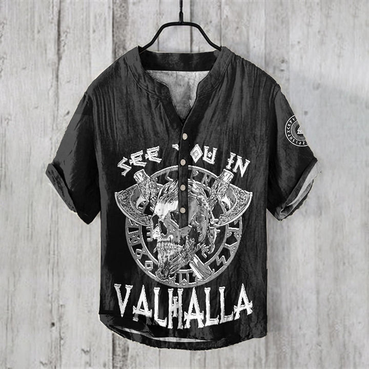 WorldNorse See You Valhalla Totenkopf Freizeithemd - Schwarz - US/UK/AU50,EU60 (5XL) - image 1