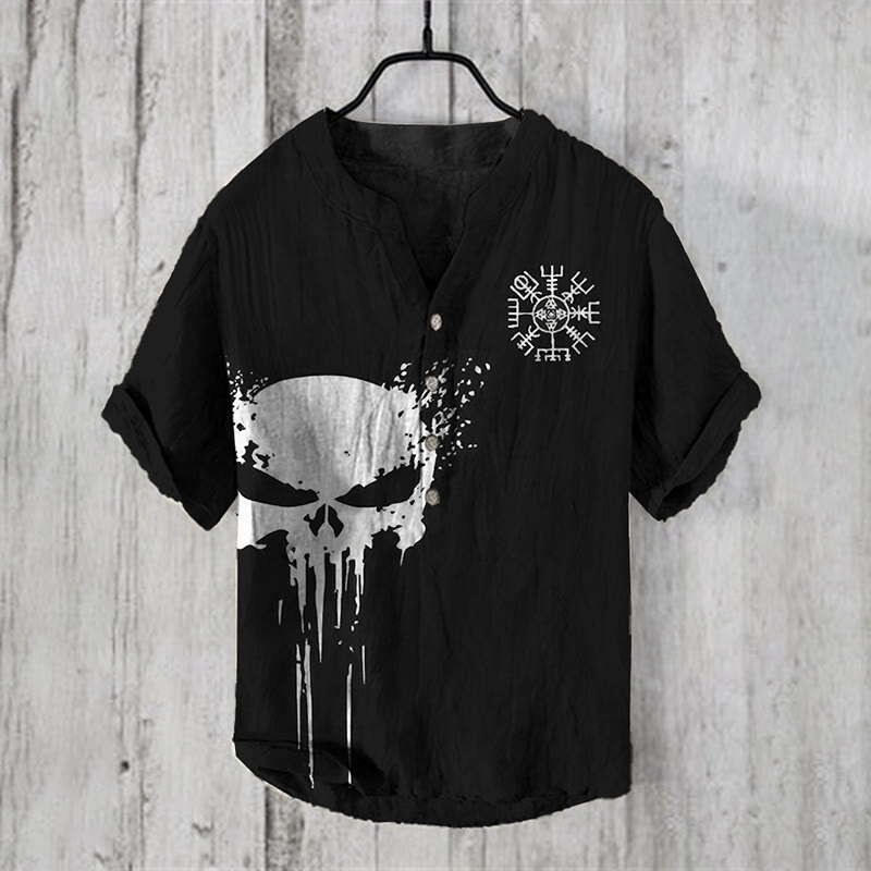 WorldNorse Wikinger-Totenkopf Vegvisir Freizeithemd - US/UK/AU50,EU60 (5XL) - image 1