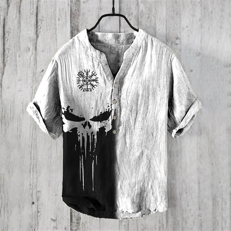 WorldNorse Wikinger Vegvisir Totenkopf Freizeithemd - US/UK/AU50,EU60 (5XL) - image 1