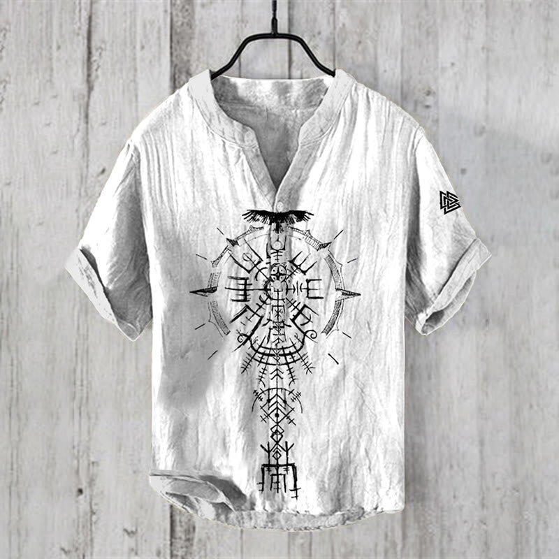 WorldNorse Raven Vegvisir Symbol Valknut Freizeithemd - US/UK/AU50,EU60 (5XL) - image 1