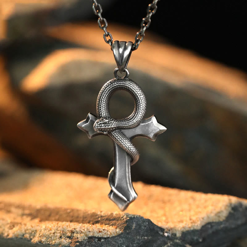 WorldNorse Halskette mit Schlangenkreuz aus 925er Sterlingsilber
