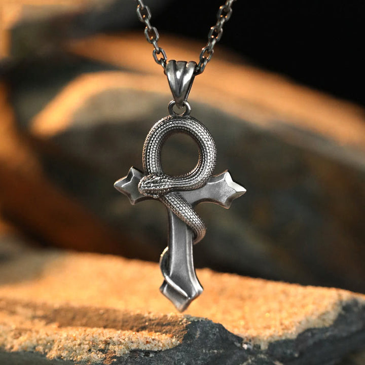 WorldNorse Halskette mit Schlangenkreuz aus 925er Sterlingsilber