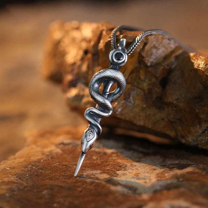 WorldNorse Halskette mit Schlangenstab aus 999er Sterlingsilber