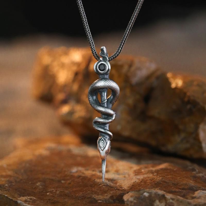 WorldNorse Halskette mit Schlangenstab aus 999er Sterlingsilber