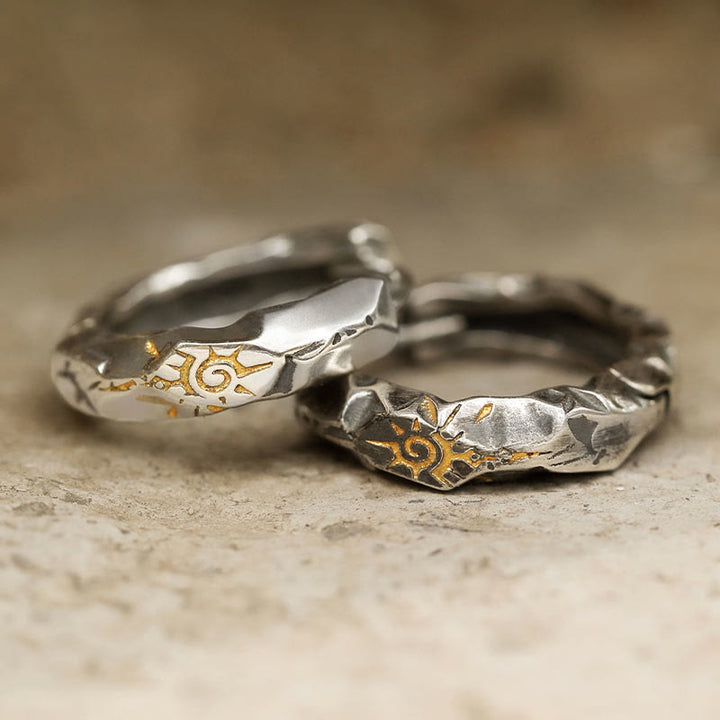 WorldNorse Ohrringe mit gehämmertem Wish-Emblem aus 925er Sterlingsilber