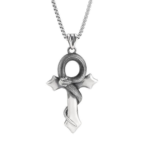 WorldNorse Halskette mit Schlangenkreuz aus 925er Sterlingsilber