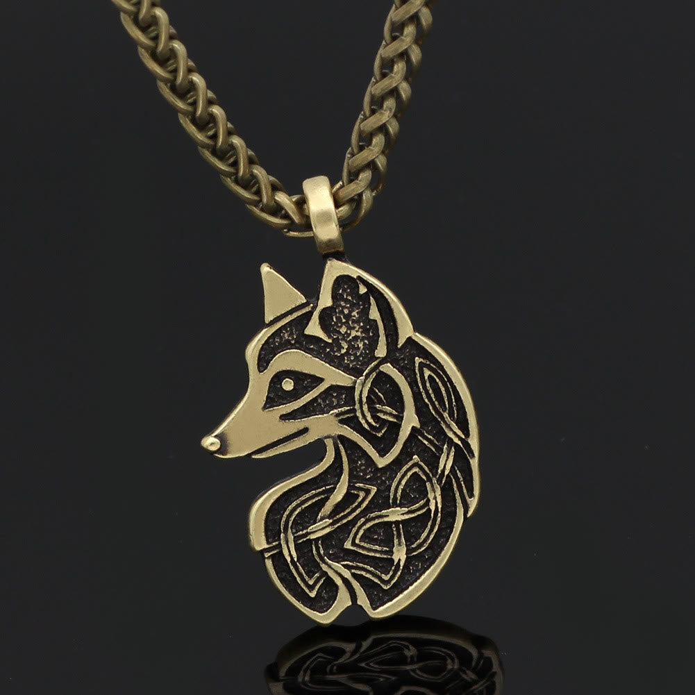 WorldNorse Celtic Wolf Head Statement Halskette
