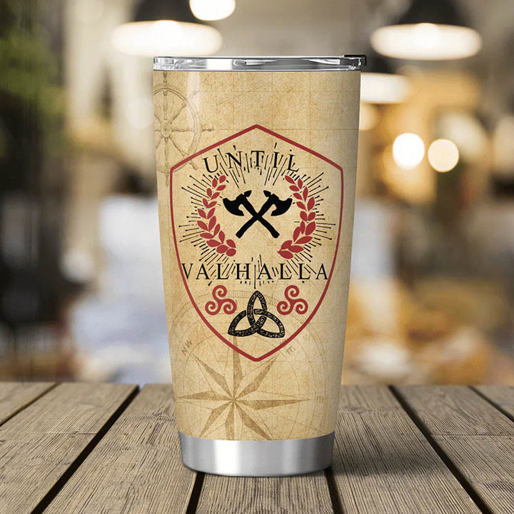 WorldNorse Until Valhalla Wikinger Axt Triquetra Valknut Becher