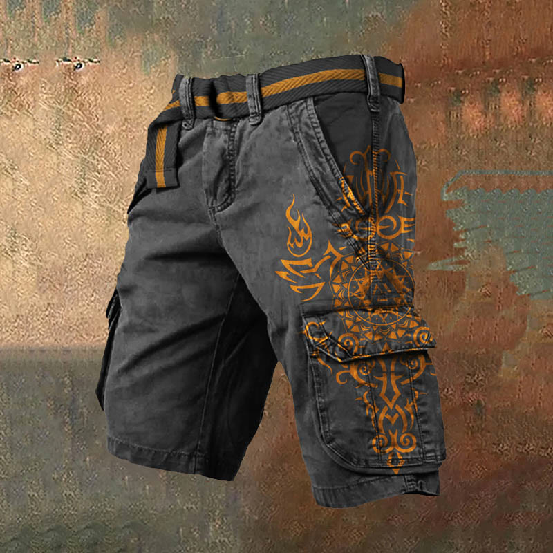 WorldNorse – Cargo-Shorts mit Keltischer Knoten und Wikingerwölfen - Gold - US/UK/AU50,EU60 (5XL) - image 2