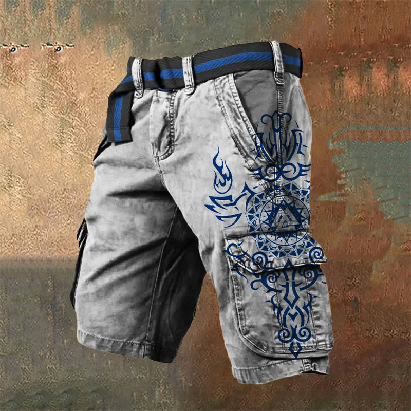 WorldNorse – Cargo-Shorts mit Keltischer Knoten und Wikingerwölfen - Blau - US/UK/AU50,EU60 (5XL) - image 4