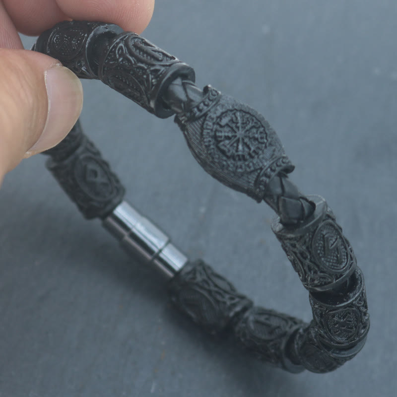 WorldNorse Odins Runenstein-Perlen-Kompass Vegvisir Armband