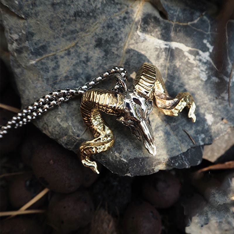 WorldNorse Halskette mit Schafskopf aus 925er Sterlingsilber