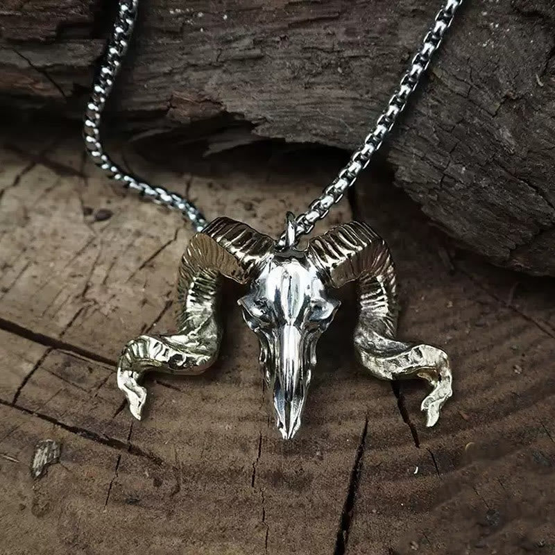 WorldNorse Halskette mit Schafskopf aus 925er Sterlingsilber