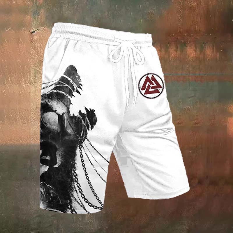 WorldNorse Chained Wolves Valknut Shorts