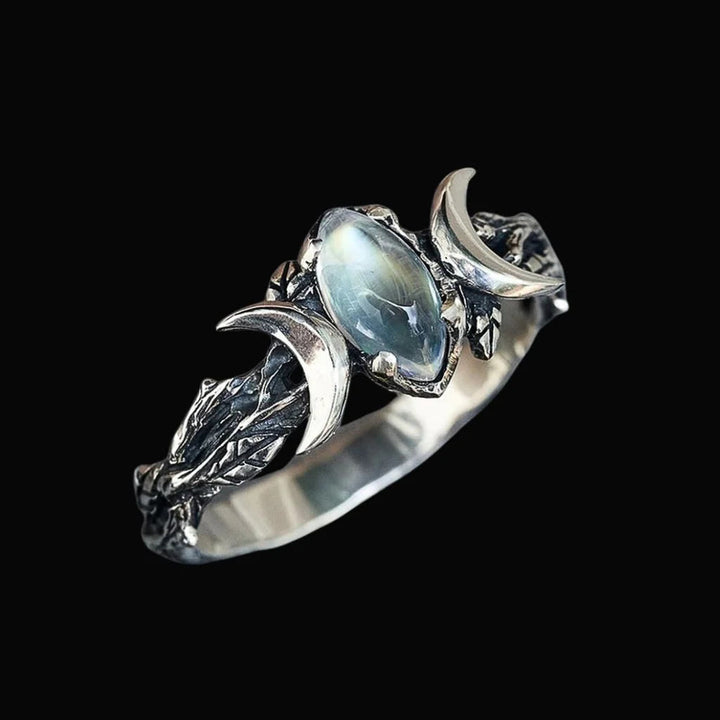 WorldNorse Mondstein-Halbmond-Zwillingsmondring - image 1