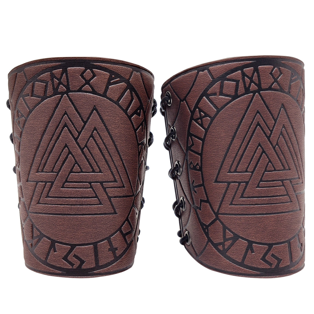 WorldNorse Nordisches Amulett Valknut Wikinger Lederarmschienen