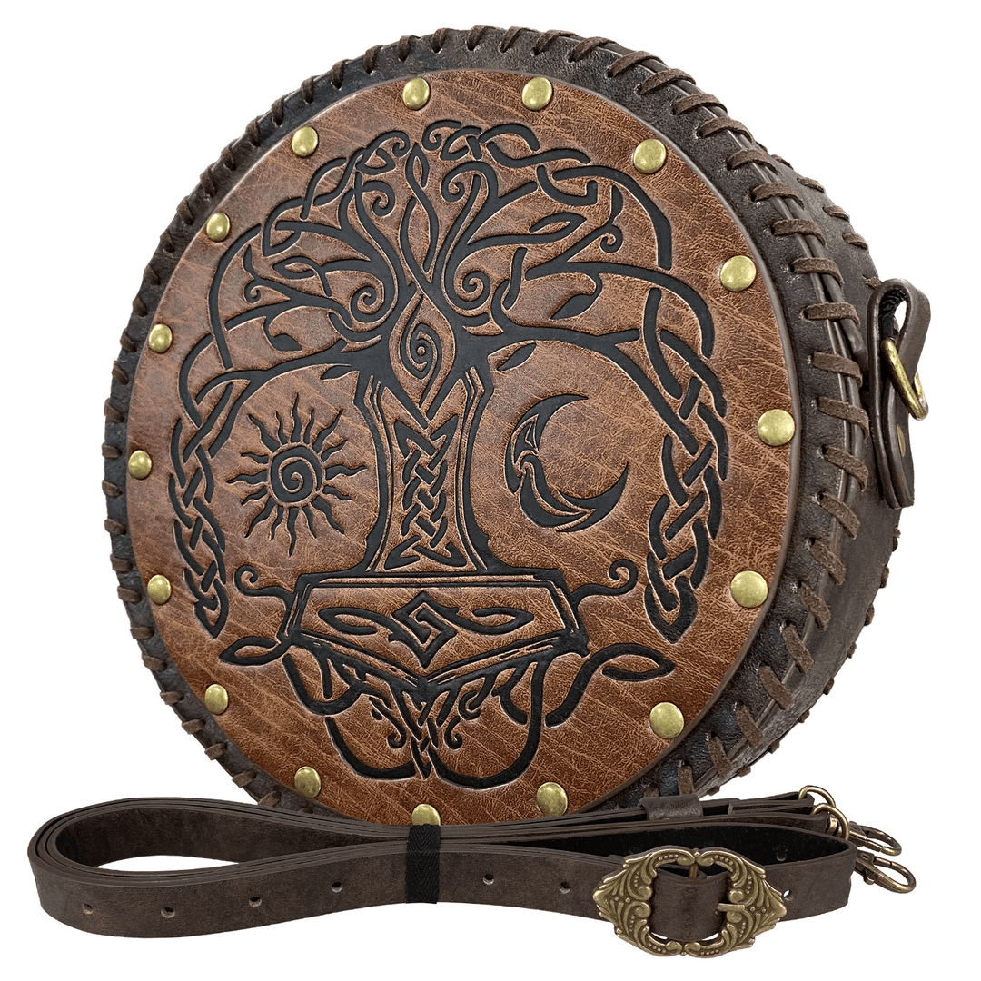 WorldNorse Vikings Umhängetasche mit Yggdrasil -Prägung