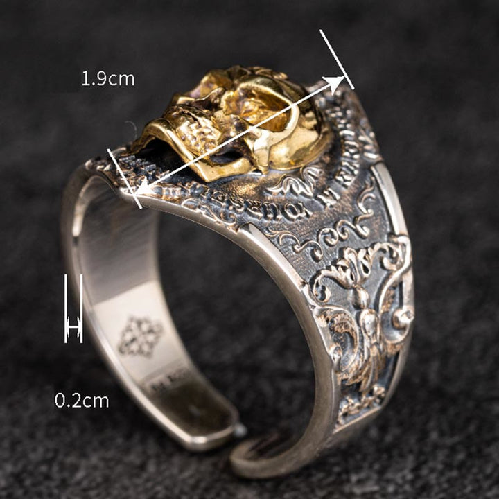 WorldNorse Ring aus 925er Sterlingsilber mit gotischem Totenkopf und Gravur - image 11