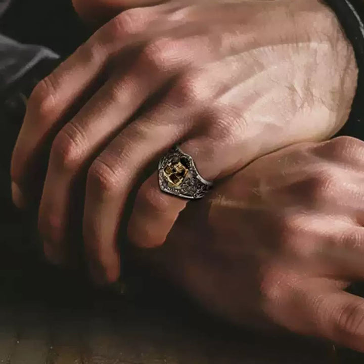 WorldNorse Ring aus 925er Sterlingsilber mit gotischem Totenkopf und Gravur - image 12