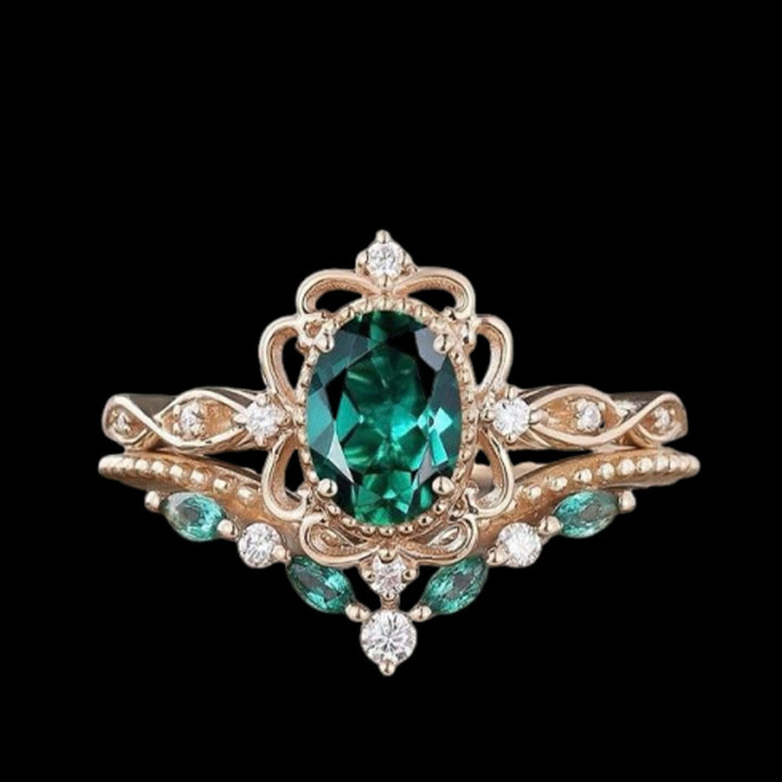 WorldNorse Elfenwurzeln von Yggdrasil Ring - Smaragd - 62mm - image 0