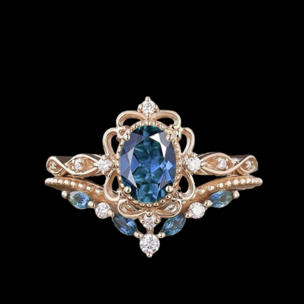 WorldNorse Elfenwurzeln von Yggdrasil Ring - Saphir - 62mm - image 6