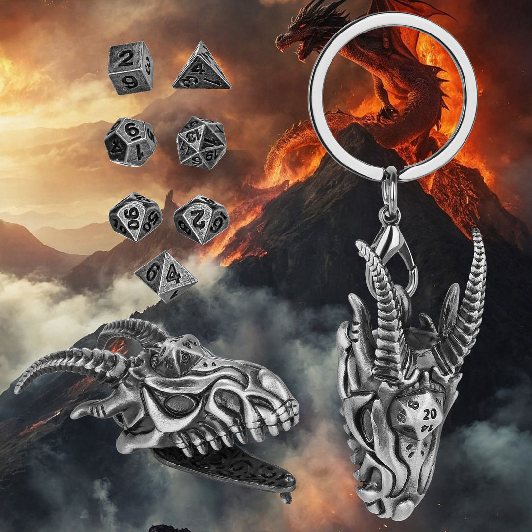 WorldNorse Wikinger-Drachenkopf-Würfel-Halskette/Schlüsselanhänger - Schlüsselanhänger - Silber - image 12