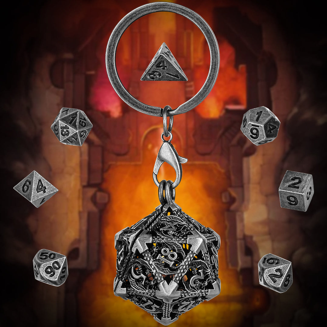 WorldNorse Halskette/Hüftkette/Schlüsselanhänger mit 20 hohlen Würfeln - Schlüsselanhänger - Silber - image 12