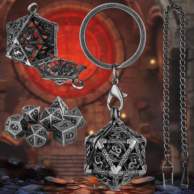 WorldNorse Halskette/Hüftkette/Schlüsselanhänger mit 20 hohlen Würfeln - Schlüsselanhänger + Taillenkette - Silber - image 10