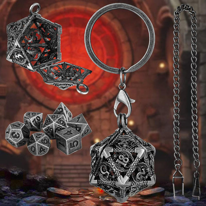 WorldNorse Halskette/Hüftkette/Schlüsselanhänger mit 20 hohlen Würfeln - Schlüsselanhänger + Taillenkette - Silber - image 10