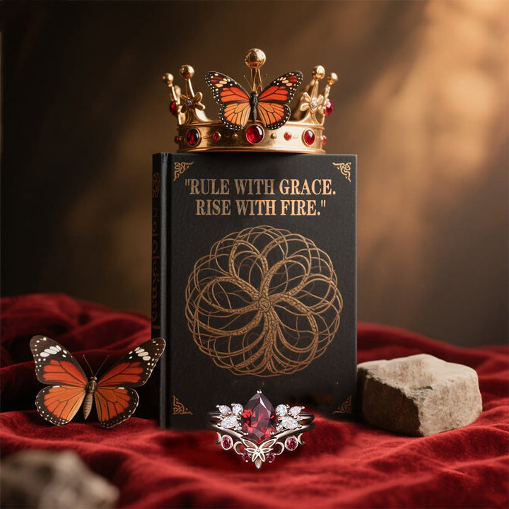 WorldNorse Königin Schmetterlingskrone Granatring - image 3