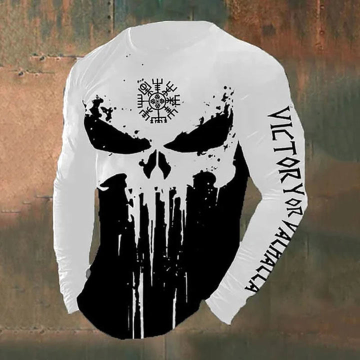 WorldNorse Victory oder Valhalla Skull Vegvisir Langes T-Shirt - Weiß - US/UK/AU50, EU60 (5XL) - image 1