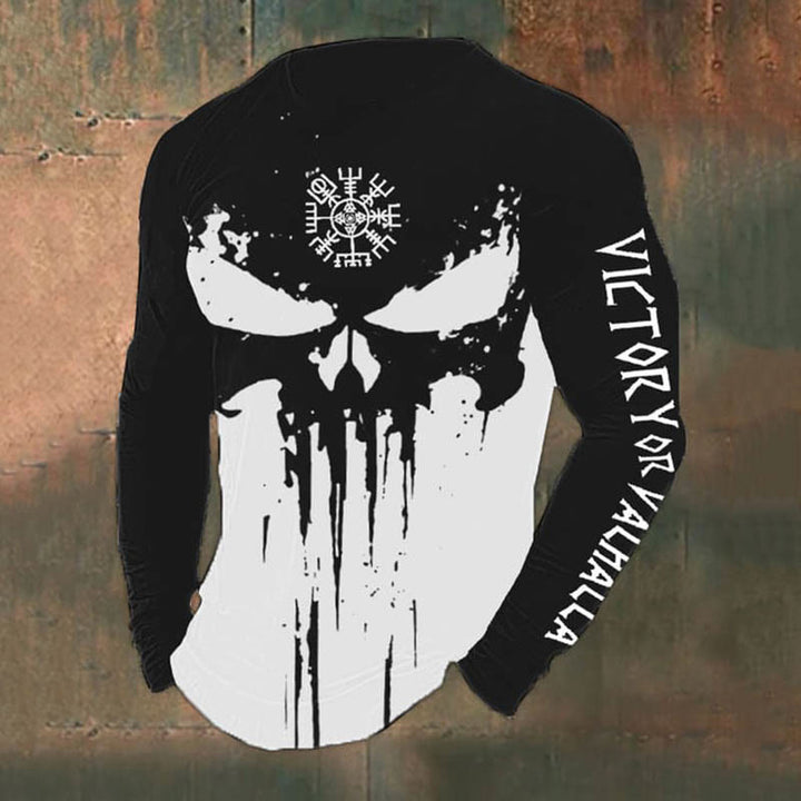 WorldNorse Victory oder Valhalla Skull Vegvisir Langes T-Shirt - Schwarz - US/UK/AU50, EU60 (5XL) - image 2