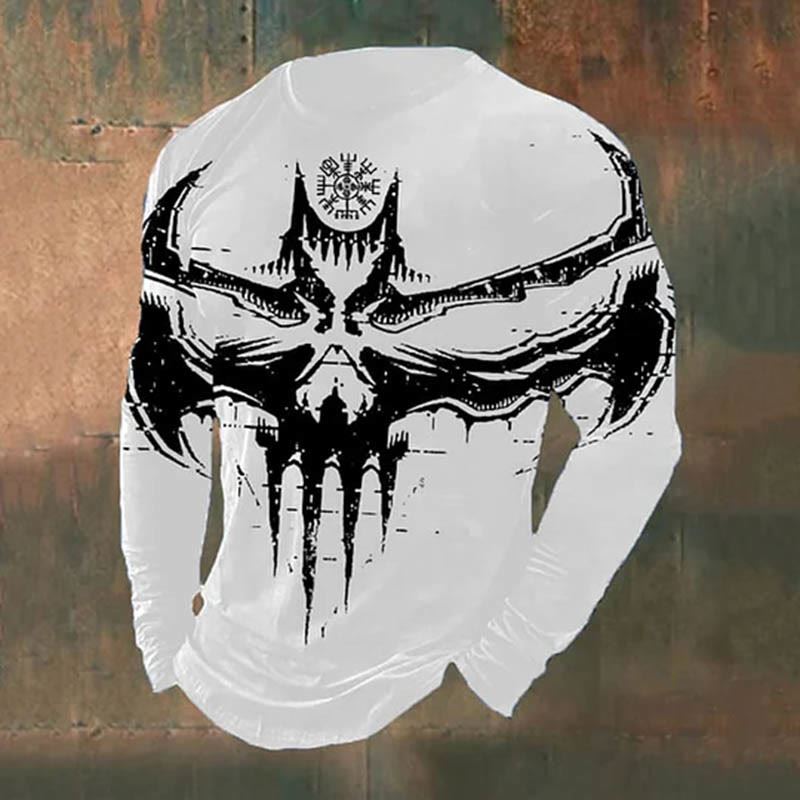 WorldNorse – Langes T-Shirt mit Fledermausdämon Vegvisir -Aufdruck - Weiß - US/UK/AU50, EU60 (5XL) - image 2