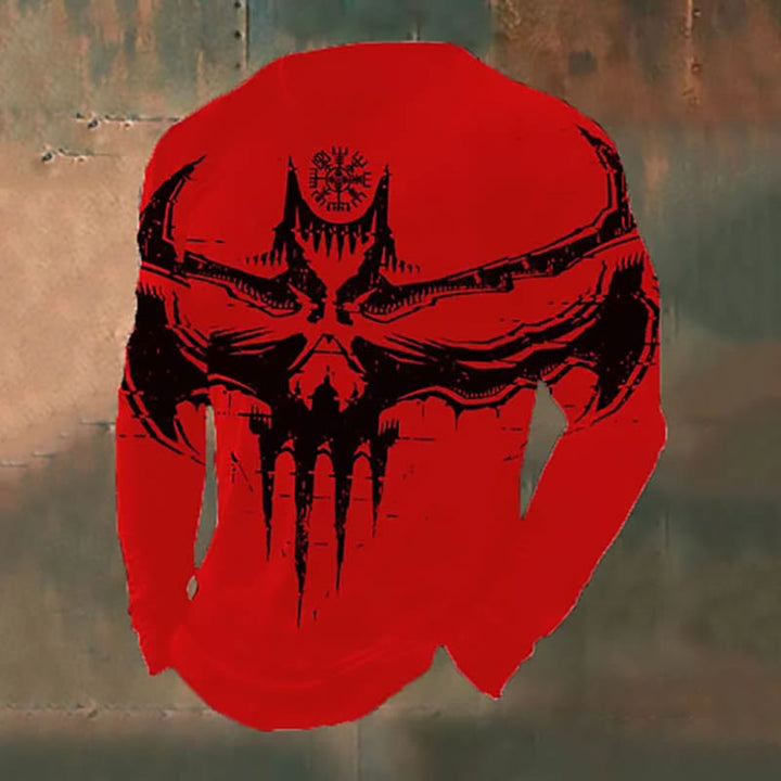 WorldNorse – Langes T-Shirt mit Fledermausdämon Vegvisir -Aufdruck - Rot - US/UK/AU50, EU60 (5XL) - image 3