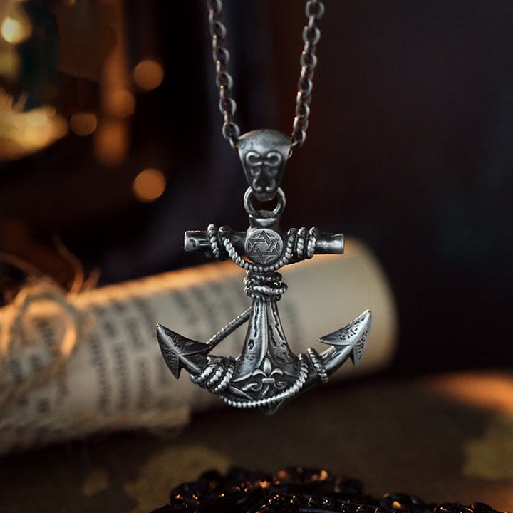 WorldNorse Halskette mit gotischem Anker, 999 Sterlingsilber - Mit King Kong Kette - image 1