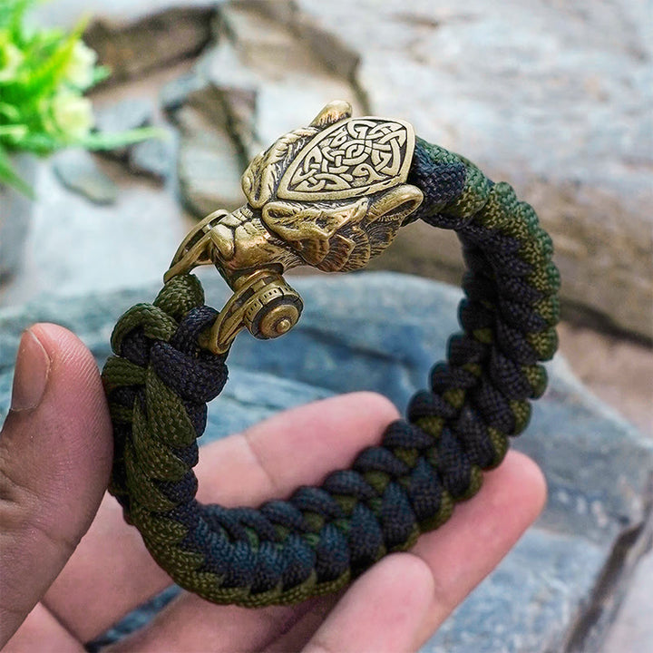 WorldNorse Wikinger-Armband mit Leopardenschild und Paracord-Flechtmotiv - image 12