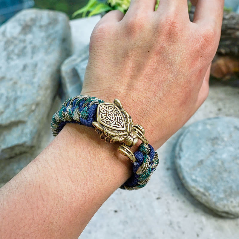 WorldNorse Wikinger-Armband mit Leopardenschild und Paracord-Flechtmotiv - image 5