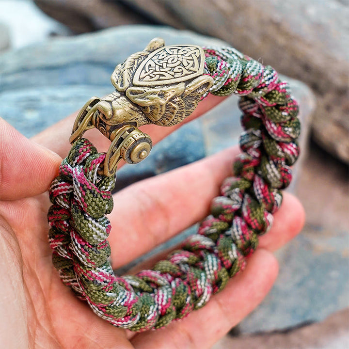 WorldNorse Wikinger-Armband mit Leopardenschild und Paracord-Flechtmotiv - image 8